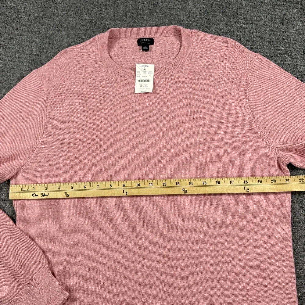 J Crew Sweater Mens Large Pink Cotton Knit Lightweight Crewneck Textured NEW